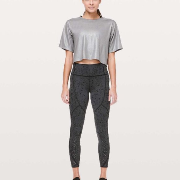 Lululemon To The Beat Tight Reflective SoulCycle Tempo Splatter Obsidian 12 XL - Picture 15 of 16